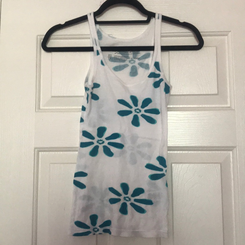 Flower Patterned Ribbed Tank Top